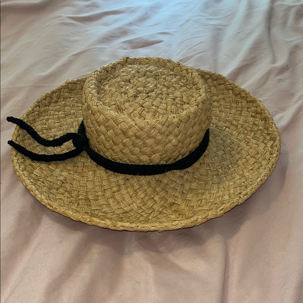 Helen Kaminski Stylish Tan Straw Hat w Black Band 100% Raffia Sydney Australia